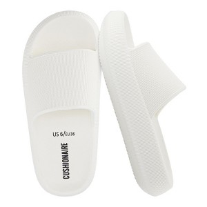CUSHIONAIRE Feather Slides – Comfortable Cloud Cushion House Slippers for Women, Indoor Outdoor EVA Foam Foot Spa Shower Shoes, Non-Slip Arch Support - 1 of 4