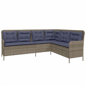 vidaXL Patio Sofa Gray Poly Rattan, Powder-Coated Steel L-Shaped, 5-seater - 1 of 4