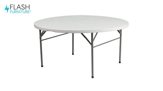 Flash Furniture 4-Foot Round Granite White Plastic Folding Table, 2 of 7, play video