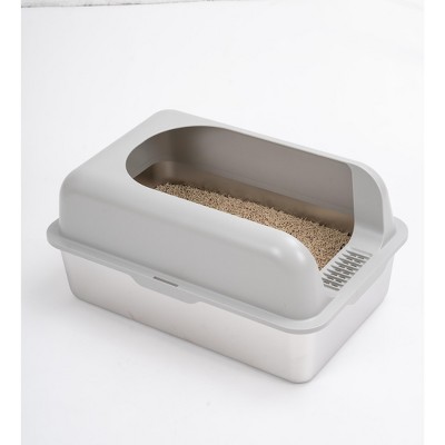 JUJABU Enclosed Stainless Steel Cat Litter Box with Lid Extra Large