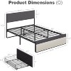 coucheta Bed Frame,with Headboard and 2 Storage Drawers, Adjustable Diagonal - 2 of 4