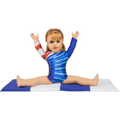 Детские куклы Dress Along Dolly Gymnastics Doll Clothes (2 Pc Set)- Athletic Uniform Includes Leotard & Mat- Handmade Outfit & Accessories- Compatible with 18" American Girl Doll