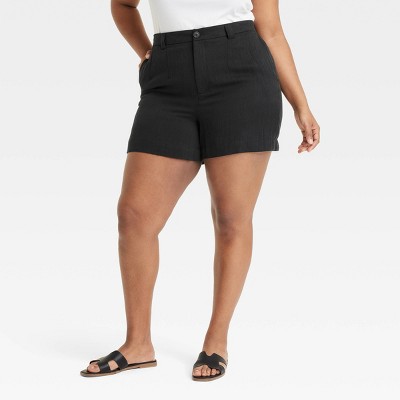 Women's High-Rise Flat-Front Chino Shorts - A New Day™ Black 22