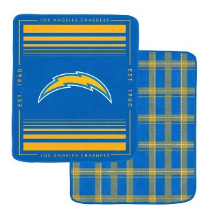 NFL Los Angeles Chargers Basic Block Double-Sided Flannel Fleece Blanket - 1 of 3