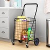 Metal 1 Compartment Rolling Metal Shopping / Utility Cart - Black - 3 of 4