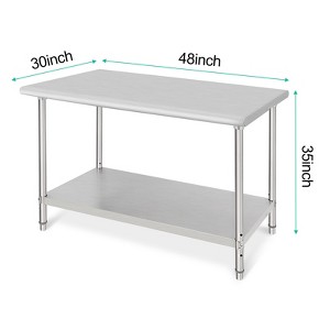 Stainless Steel Prep Table, 48 x 24 Inch Commercial Kitchen Prep & Work Table with Adjustable Under Shelf, Metal Workbench, with Backsplash - 1 of 4