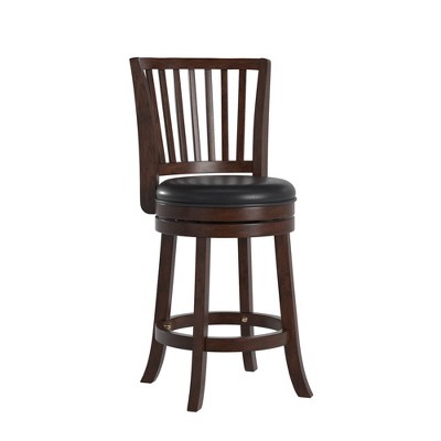 24" Falia Dark Cherry Finish Swivel Counter Height Barstool Black - Inspire Q