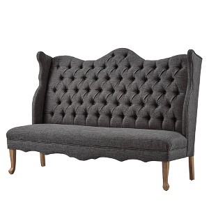 Highland Park Button Tufted Bench with Curved Back Charcoal - Inspire Q, Grey