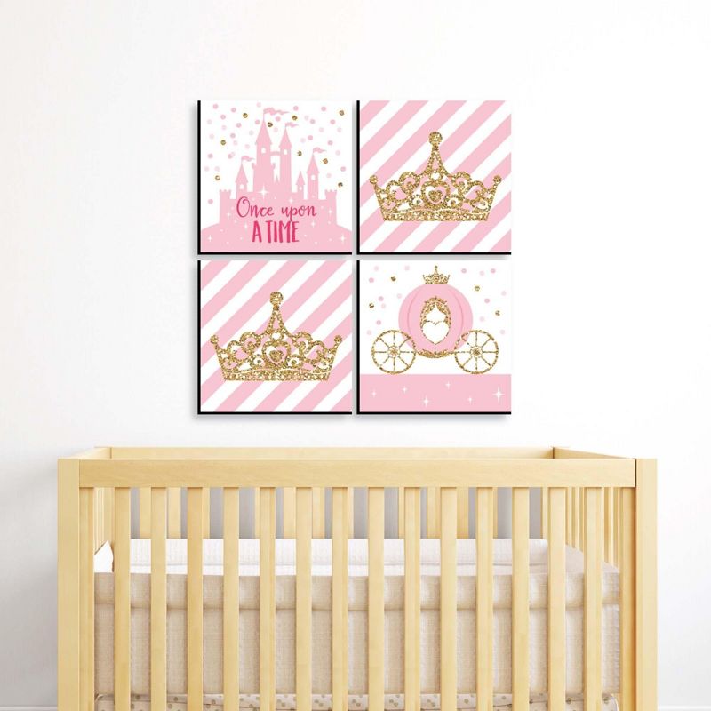 Big Dot of Happiness Little Princess Crown - Kids Room, Nursery Decor & Home Decor - 11 x 11 inches Nursery Wall Art - Set of 4 Prints for baby's room, 2 of 9