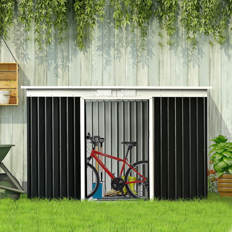 Outsunny Metal Garden Storage Shed Tool House with Sliding Door Spacious Layout & Durable Construction for Backyard, Patio, Lawn, 3 of 7