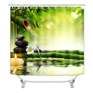 Basalt Stones And Bamboo Shower Curtains for Bathroom Waterproof Fabric Bath Curtain Durable Soft Stylish Bathroom Decor 72x72 Inch - 1 of 1