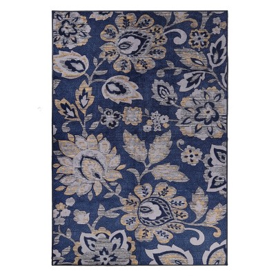 Traditional Bohemian Floral Non-Slip Washable Indoor Runner or Area Rug by Blue Nile Mills