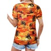 Nlife Womens Puff Short Sleeve Hawaiian Shirts Floral Tropic Printed Pleated V Neck Summer Casual T-Shirt Trendy Boho Blouses Tops - 4 of 4