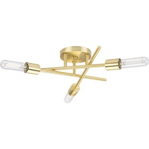 Progress Lighting Astra 3-Light Semi-Flush Mount Ceiling Light, Satin Brass, No Shade - 1 of 3