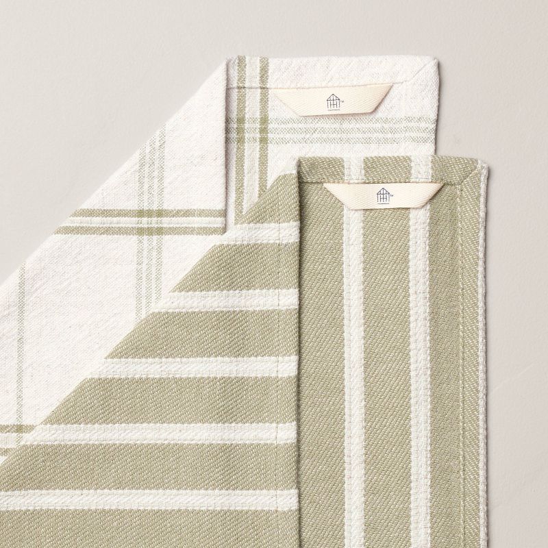 2ct Plaid &#38; Stripe Kitchen Towels Green/Natural - Hearth &#38; Hand&#8482; with Magnolia, 4 of 5