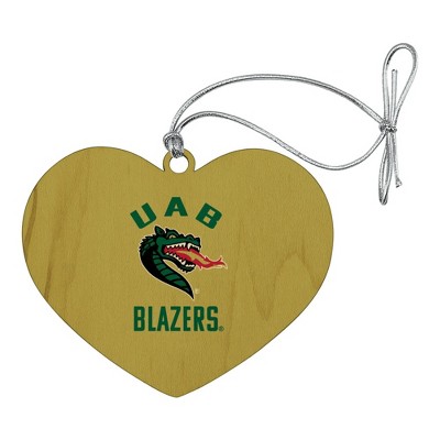 Alabama at Birmingham Blazers Logo Heart Love Wood Christmas Tree Holiday Ornament