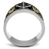 Slickblue Men’s Fashion Ring in Two-Tone Gold Stainless Steel, Black Synthetic Glass Stone, Modern Band, Sizes 8-13 - 3 of 4