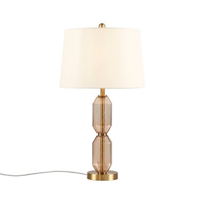 Zirconia Faceted Glass and Gold Metal Table Lamp