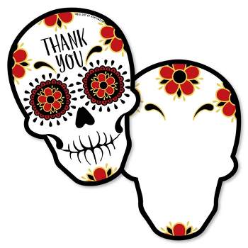 Big Dot of Happiness Day of the Dead - Shaped Thank You Cards - Sugar Skull Party Thank You Note Cards with Envelopes - Set of 12