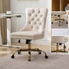 RISOKEYS Velvet Upholstered High Back Desk Chair,360° Swivel Adjustable Height Office Chair,with Golden Metal Base for Home Office,Study - 4 of 4