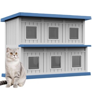 FONTOI Outdoor Cat House Cat Shelter Multi Feral Cats Home Pet House Indoor Outdoor Weatherproof Insulated Easy Assembly, Blue, 51.97"*26.42"*37.28" - 1 of 4