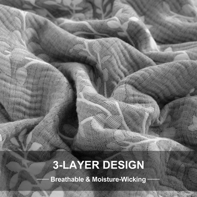 NTBAY 5 Piece Cotton Muslin Bedding Set, Three-layer Bed Blanket and Pillow Shams, Soft Yarn Dyed Quilt Set — фото 8