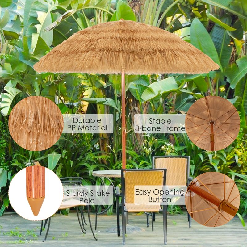 Tangkula Beach Umbrella Outdoor Patio Sun Shelter with Tilt Sand Anchor  for Beach Yard Poolside, 5 of 11