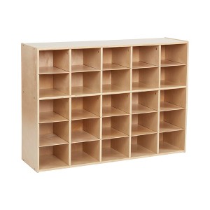 ECR4Kids Streamline 25 Cubby Tray Storage Cabinet, 5x5, Natural - 1 of 4