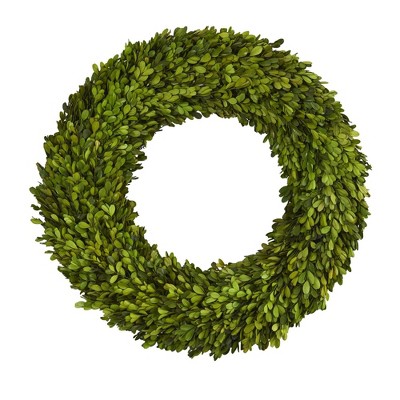 Nearly Natural 24” Preserved Boxwood Wreath
