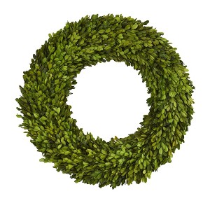 Nearly Natural 24” Preserved Boxwood Wreath - 1 of 2