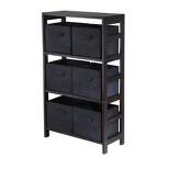 7pc Capri Set Storage Shelf with Folding Fabric Baskets Espresso Brown/BLack - Winsome