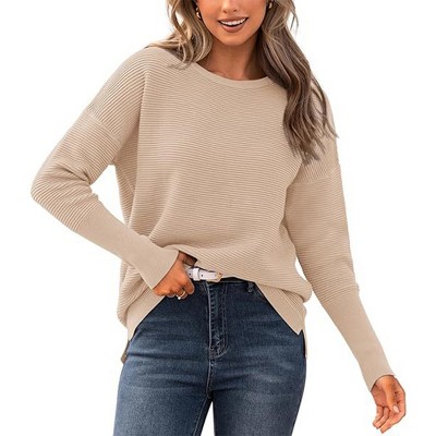 Fall Sweaters for Women 2025 Casual Long Sleeve Sweater Striped Loose Fit Pullover Tops