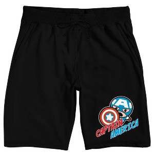 Marvel Kawaii Captain America Men's Black Sleep Pajama Shorts - 1 of 3