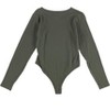 Hippie Rose Womens Ribbed Solid Pattern Bodysuit Jumpsuit, Green, X-Large - 2 of 2