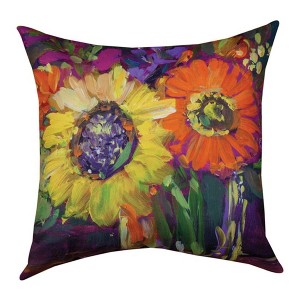 Manual Woodworkers & Weavers Floral Workshop Sunflowers Pillow – Perfect for Porch or Garden - 1 of 3