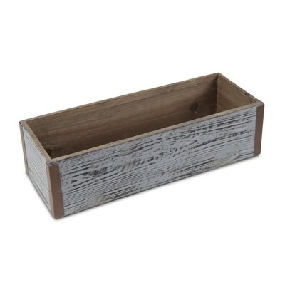 Cheung's Fiorel Rectangular Gray Wood Planter - Large