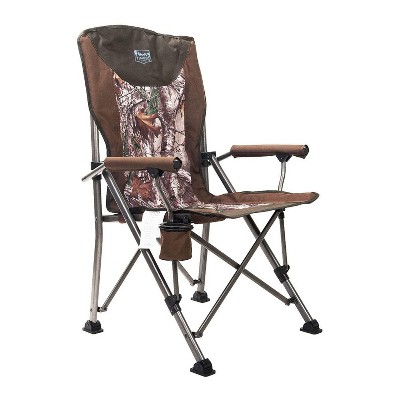 Timber Ridge Indoor Outdoor Portable Lightweight Folding Camping High Back Lounge Chair w/ Cup Holder and Carry Bag for Hiking, Beach, and Patio, Camo