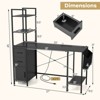 Costway Office Desk with LED Lights & Power Outlets Open Shelves 2 Drawers Cabinet - 3 of 4