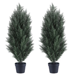 NAYSAYE Planter Artificial Green Pine Tree Realistic Plastic Simulation Plant for Indoor Outdoor Garden, Green, 7.9"*7.9"*35.4" - 1 of 4