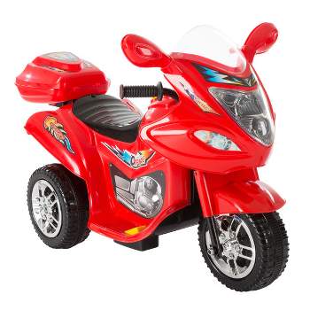 Toy Time Kids Motorcycle - 3-Wheel Electric Ride-On Car with Reverse, Sounds, Headlights- Red