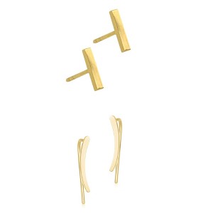 Adornia Gold 2-PIECE Stud and Climber Earrings HOLIDAY Set. - 1 of 4