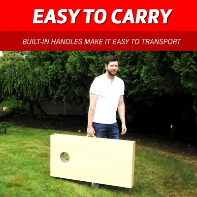 Natural Wood Cornhole Game Set with All-Weather Bean Bags