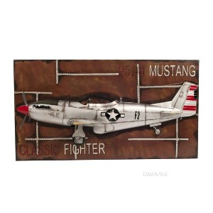 Old Modern Handicrafts 1943 Mustang P-51 3D Metal Wall Art Frame Handmade Iron Aircraft Decor 43.5 Inch - 1 of 4