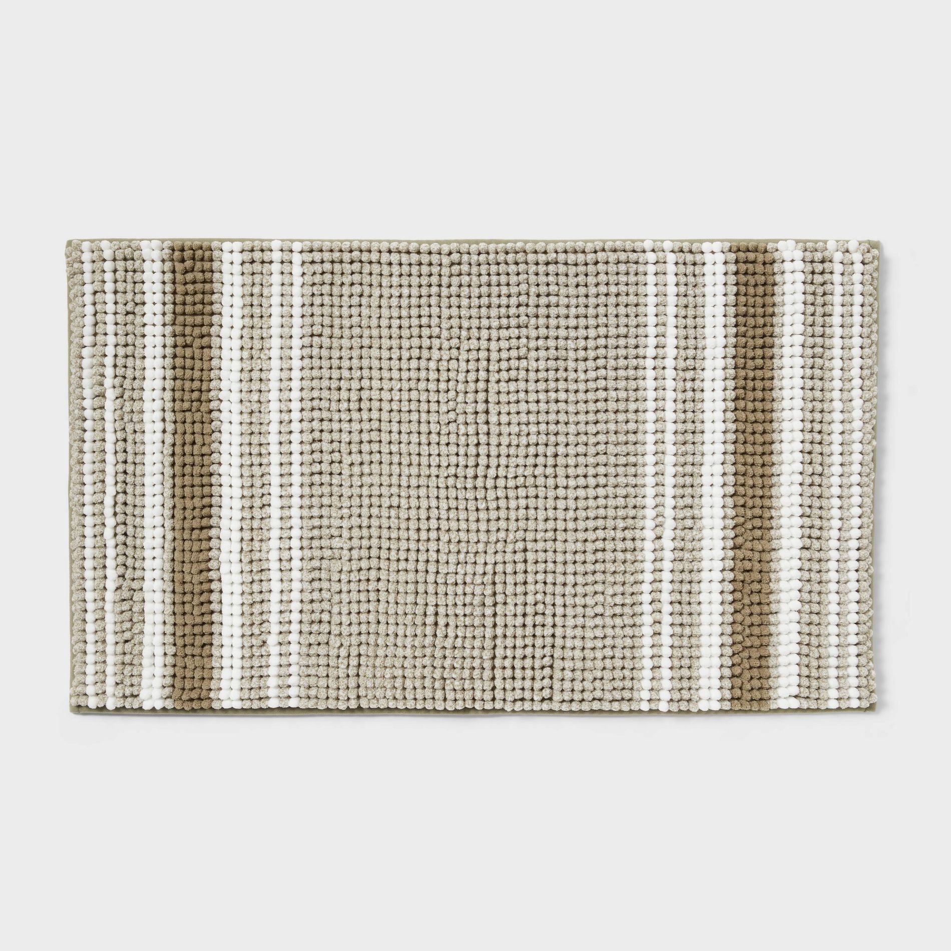 20"x34" Low Chenille Memory Foam Bath Rug Green Striped - Threshold™