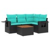 5 Piece Garden Sofa Set with Cushions Black Poly Rattan vidaXL - 2 of 4