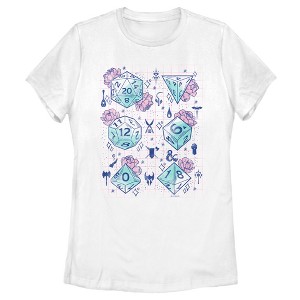 Women's Dungeons & Dragons Pastel Floral Dice T-Shirt - 1 of 4