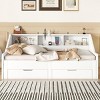 Streamdale Twin To King Size Daybed Frame With Storage Bookcases And Two Drawers, Charging Design, White - 3 of 4