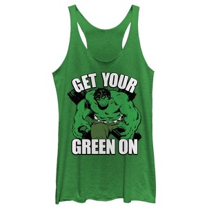 Women's Marvel St. Patrick's Day Hulk On Racerback Tank Top - 1 of 3