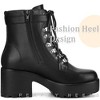 Perphy Women's Round Toe Platform Block Heels Combat Boots - image 4 of 4