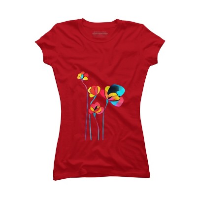 Junior's Design By Humans Abstract Flowers By jirkasvetlik T-Shirt
